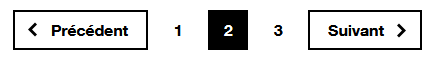 Capture d'écran, exemple de système de pagination, un bouton précédent, un bouton suivant et 3 liens intitulés 1, 2 et 3